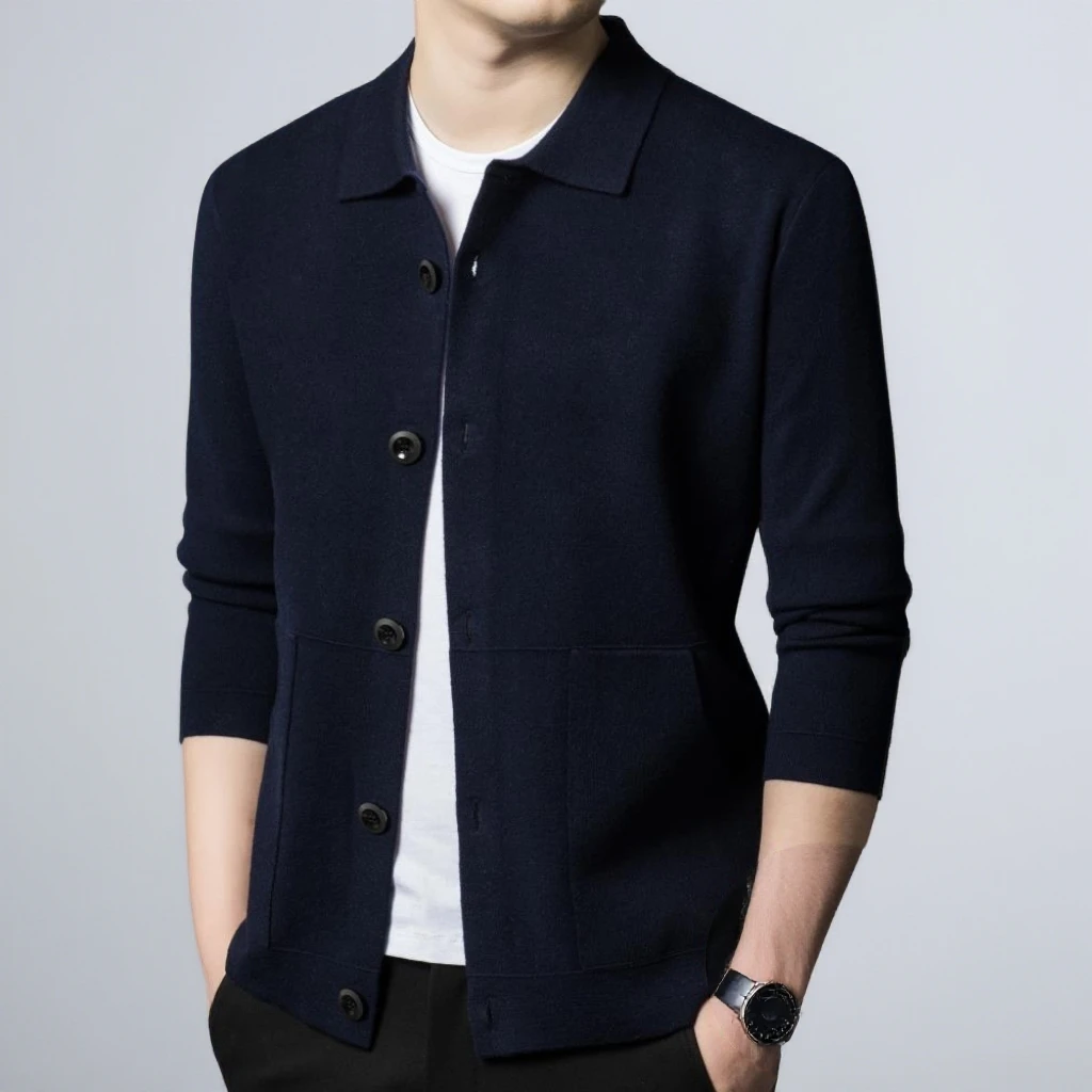 2025秋冬新款男士潮流羊绒开衫男款时尚休闲羊绒外套针织毛衣外套