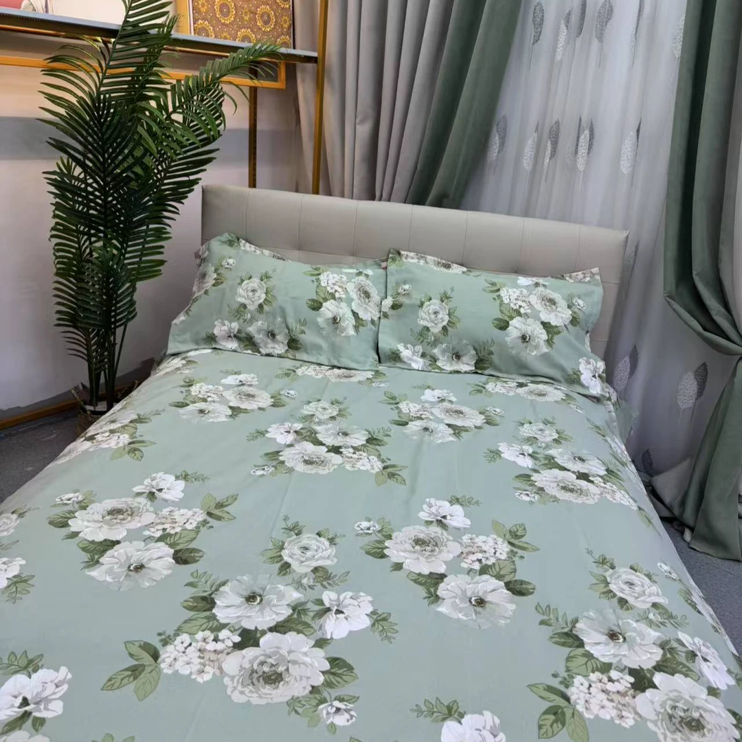 （床单）2.30*2.45绿色花朵山东老粗布床单加厚