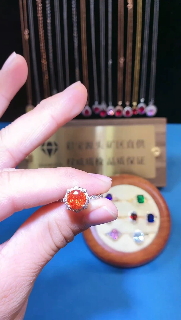 【闪购商品】石榴石（芬达石）戒指银S925镶嵌1111