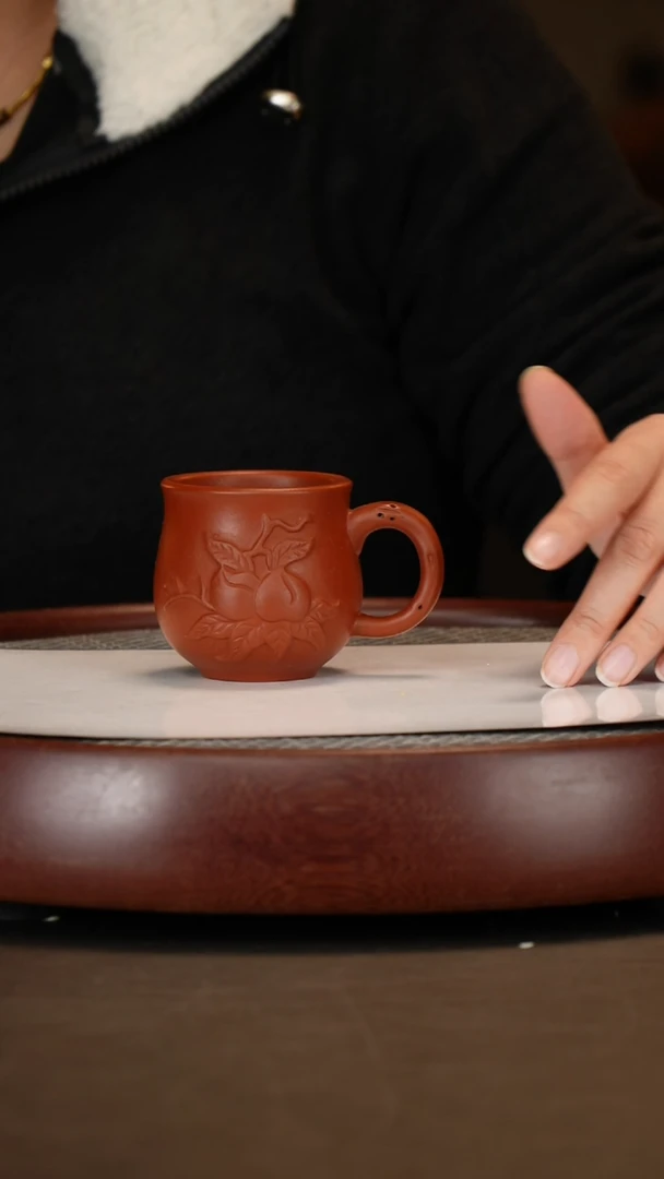 【闪购商品】紫砂茶壶朱泥带把主人杯