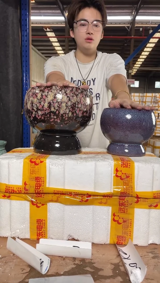 宜兴紫砂粗陶花盆18*20