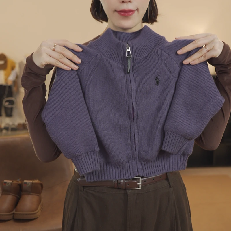 童装纯色毛衣立领上衣秋冬针织衫长袖网红嘻哈风