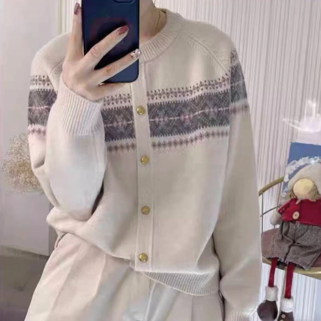 206#小香风长袖针织衫显瘦气质时尚百搭圆领开衫32