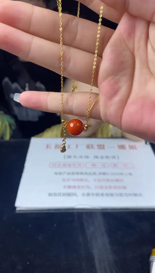 南红玛瑙银S925镶嵌项链项链-X2921