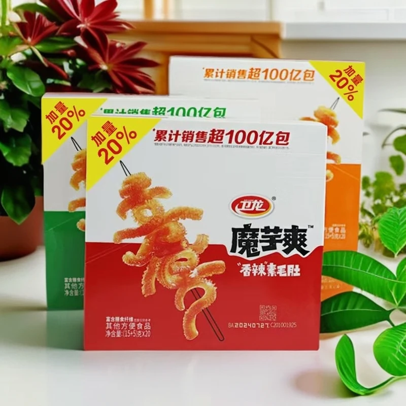 卫龙魔芋爽加量20%盒装香辣味素毛肚麻辣休闲食品解馋追剧小零食