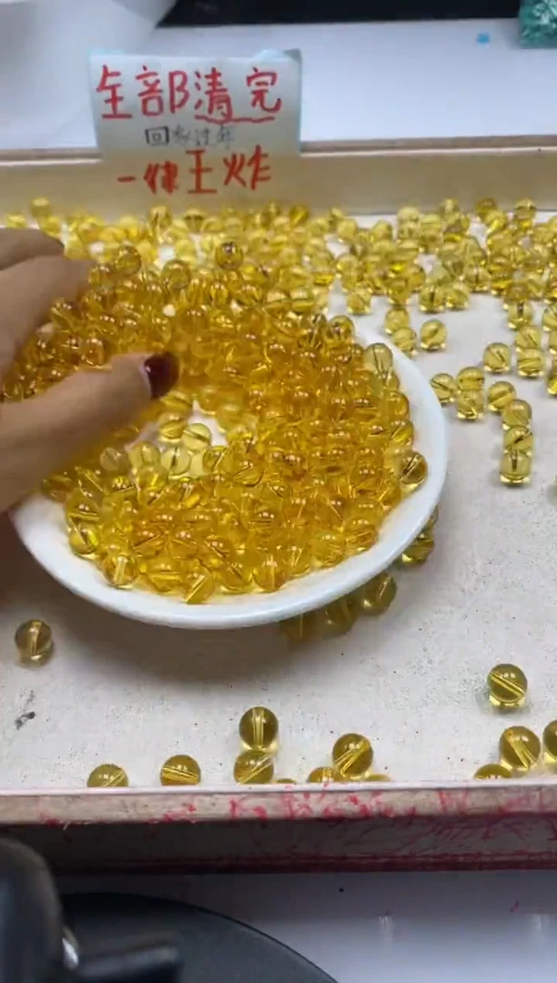 【闪购商品】水晶颈饰未镶嵌w126黄水晶8mm*25颗