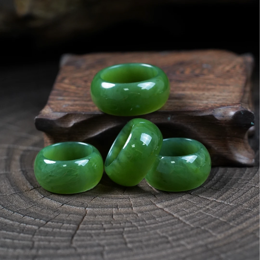 【石缘居珠宝】天然和田碧玉个性款扳指戒圈 C40-156(多样性发其一)