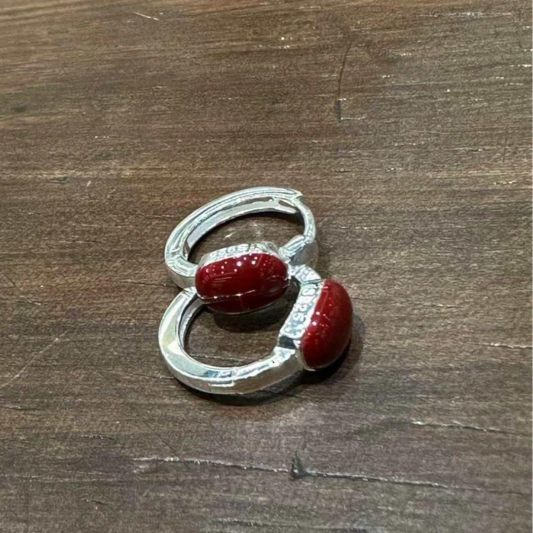 925银合成锆石耳饰 红色耳饰  JE22342