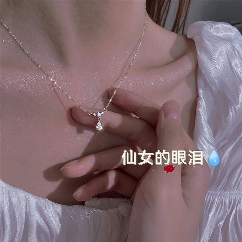韩式ins潮流温柔气质锆石水滴项链