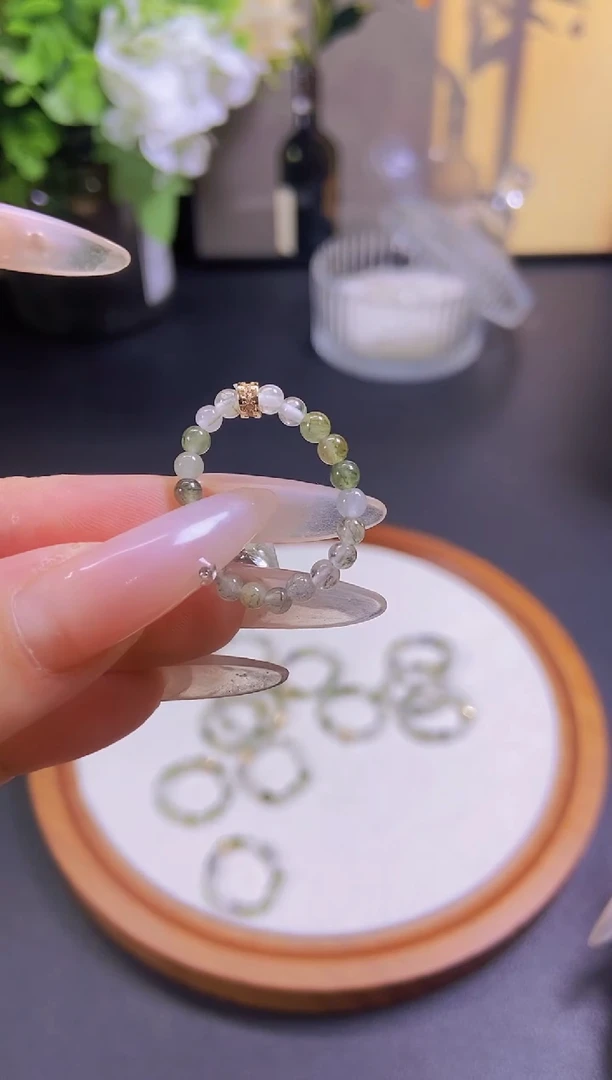 水晶戒指未镶嵌绿发晶素