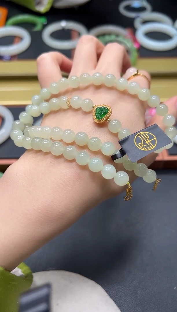 颈饰银S925镶嵌和田玉晴水翡翠佛公套装/多样性发一（有瑕） 7mm