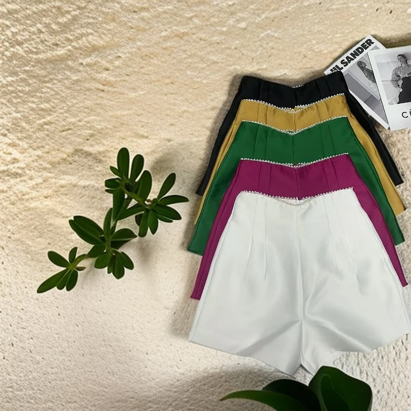2025时尚夏季新款洋气立体订珠阔腿裤短裤女6991