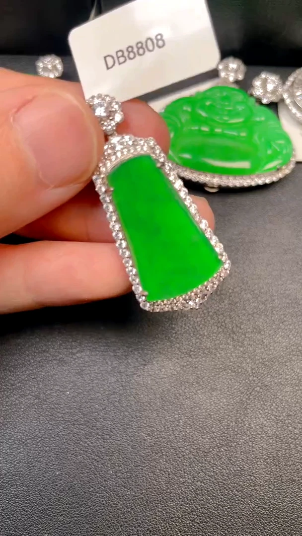 吊坠(不含链)银S925镶嵌翡翠吊坠