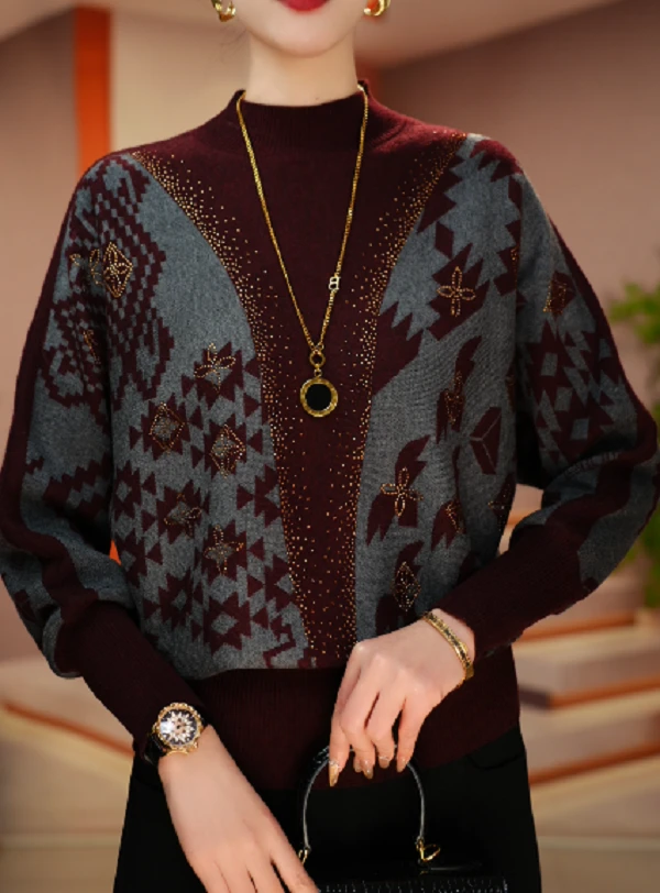 国颐 秋冬保暖抗起球高端显瘦百搭减龄气质时尚毛衣V25Q022