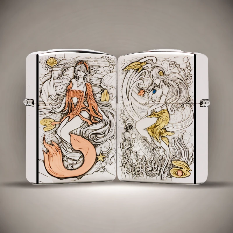 ZIPPO/之宝打火机S925银盔甲【美人鱼】原装正品煤油机DYJ1