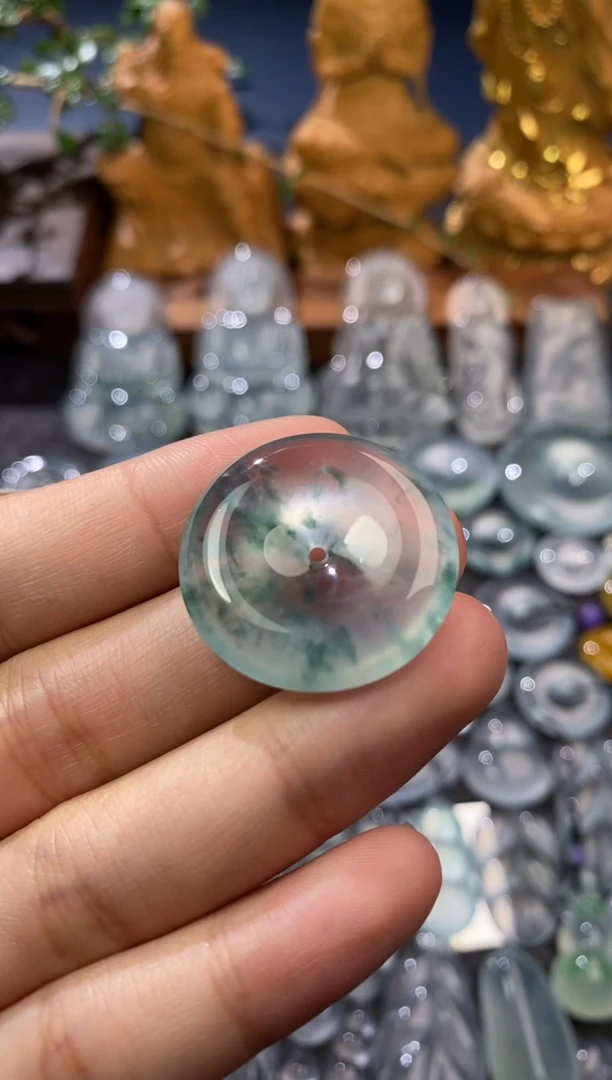 【闪购商品】定制翡翠未镶嵌平安扣26.7*5.9