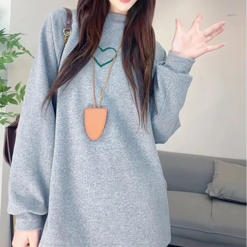 秋冬新爆款桑蚕丝内搭T恤长袖时尚百搭宽松加厚圆领韩版冬季套头