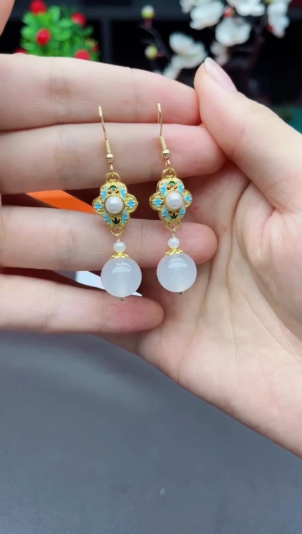 玛瑙/玉髓耳饰银S925镶嵌325000