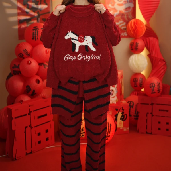 年款睡衣男女童中大童秋冬卡通加厚女孩半边绒长袖洋气家居服套装