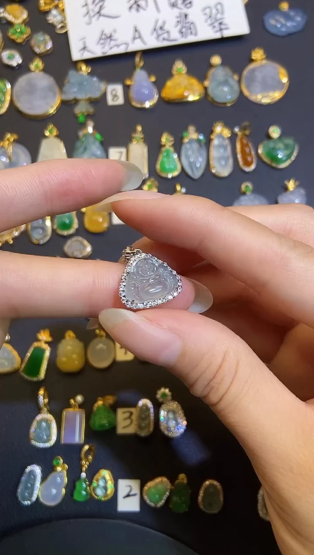 吊坠(不含链)银S925镶嵌翡翠天然A货