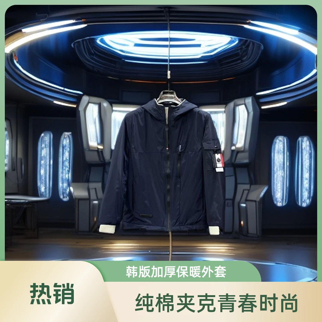 4039加薄棉 时尚经典夹克外套黑色休闲男款冬季春季连帽