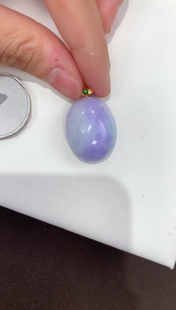 颈饰18K金镶嵌翡翠天然缅甸A货翡翠