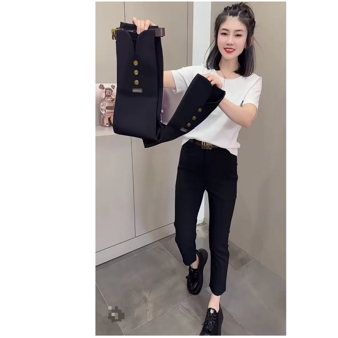 【胖丫家】大码女装春款显瘦烟管裤百搭裤子