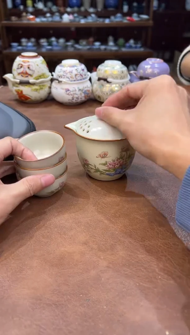 真的很便宜超好看会开片的旅行茶具