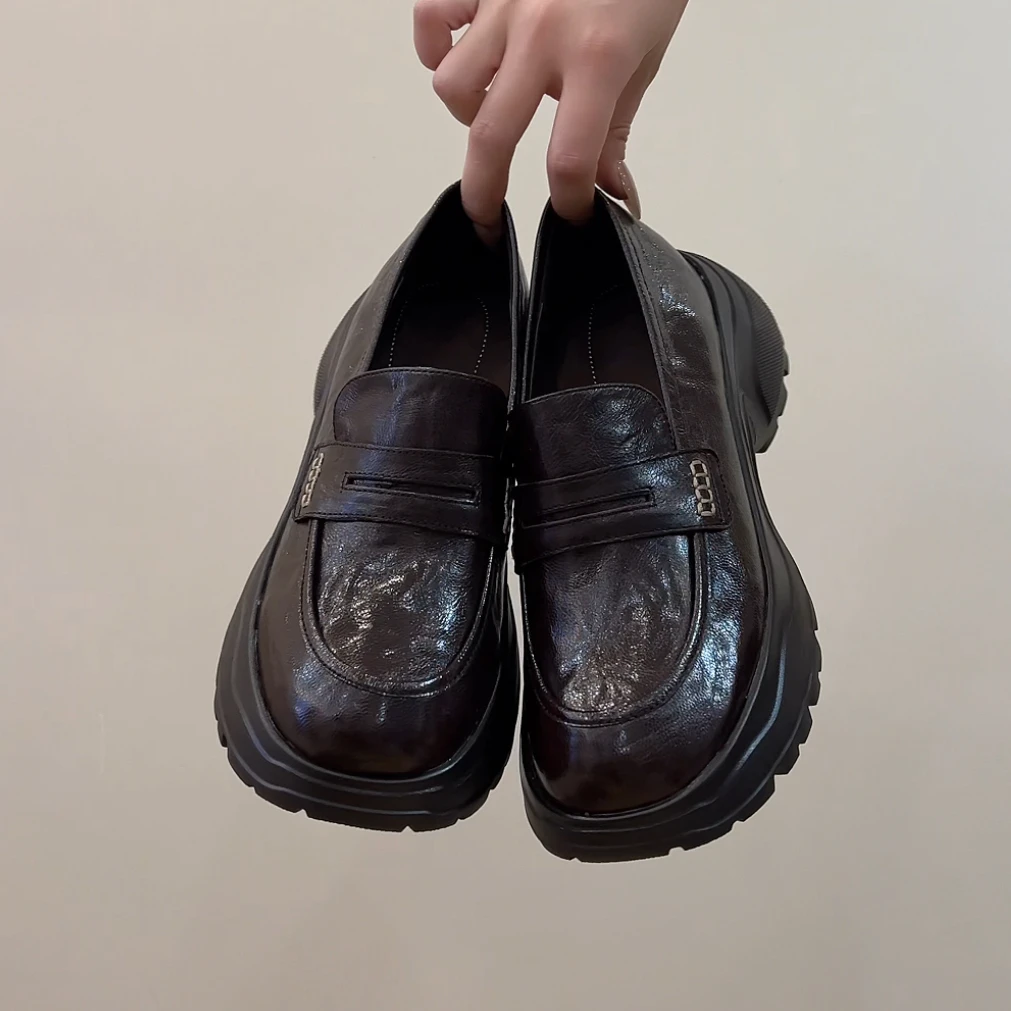 RubyL/5.5cm复古日常通勤百搭舒适一脚蹬圆头运动厚底单鞋女款