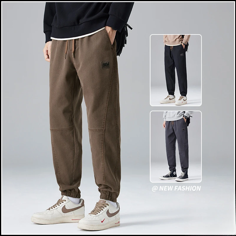 男士休闲裤秋冬款潮牌束脚工装运动加绒加厚裤子男冬季2025新款