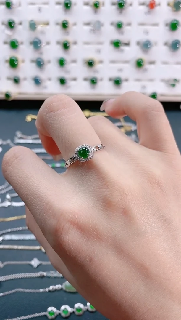 【闪购商品】翡翠戒指银S925镶嵌天然翡翠