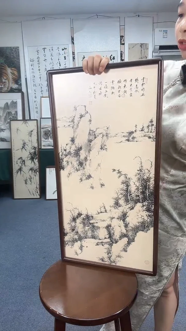 国画35*68实木画框顺丰包邮手绘