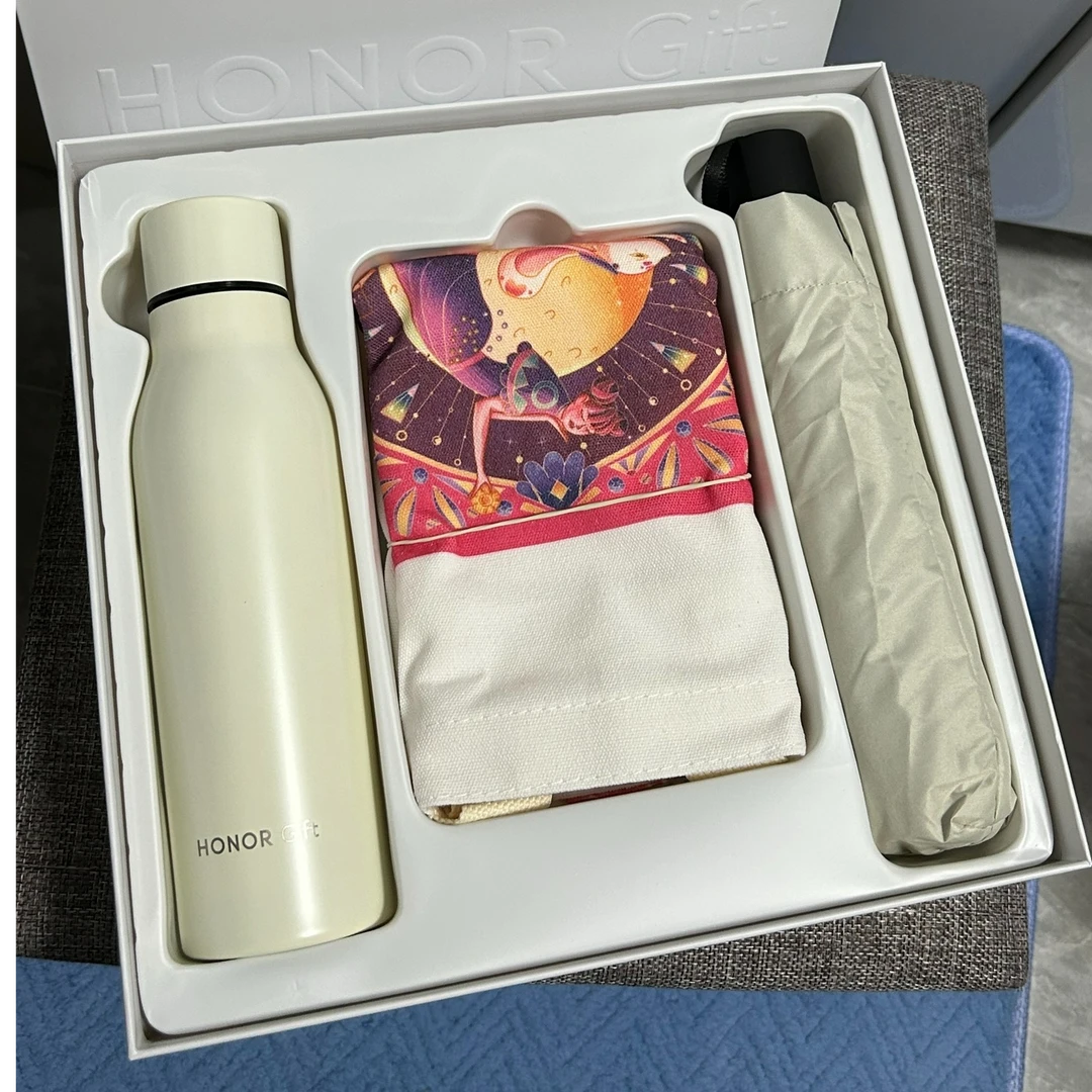 99新 honor/荣耀 生活礼包3雨伞+保温杯+帆布袋未使用标品#QT214
