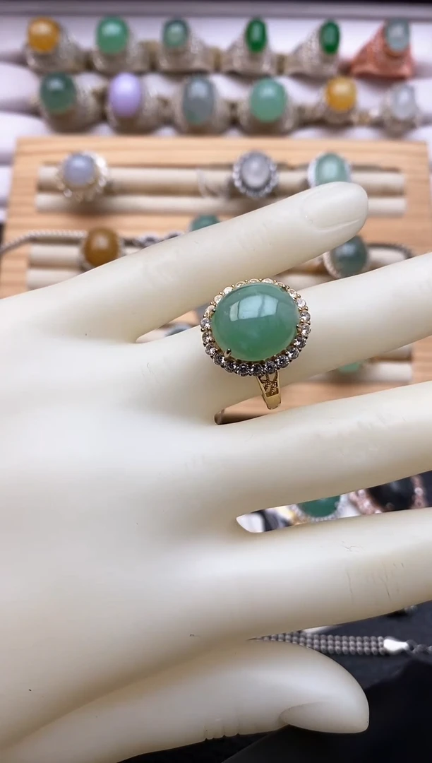 【闪购商品】翡翠戒指银S925镶嵌5554