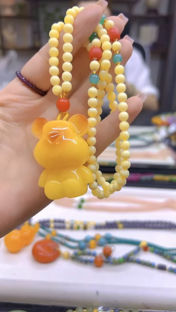 未镶嵌毛衣链蜜蜡DIY款M683
