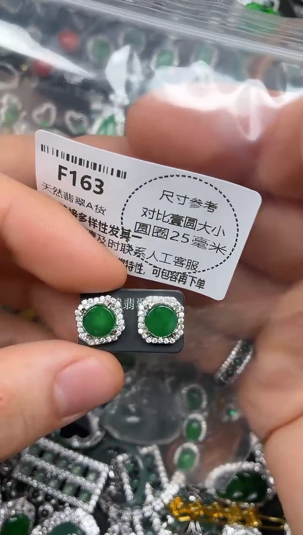 颈饰未镶嵌翡翠F163耳钉