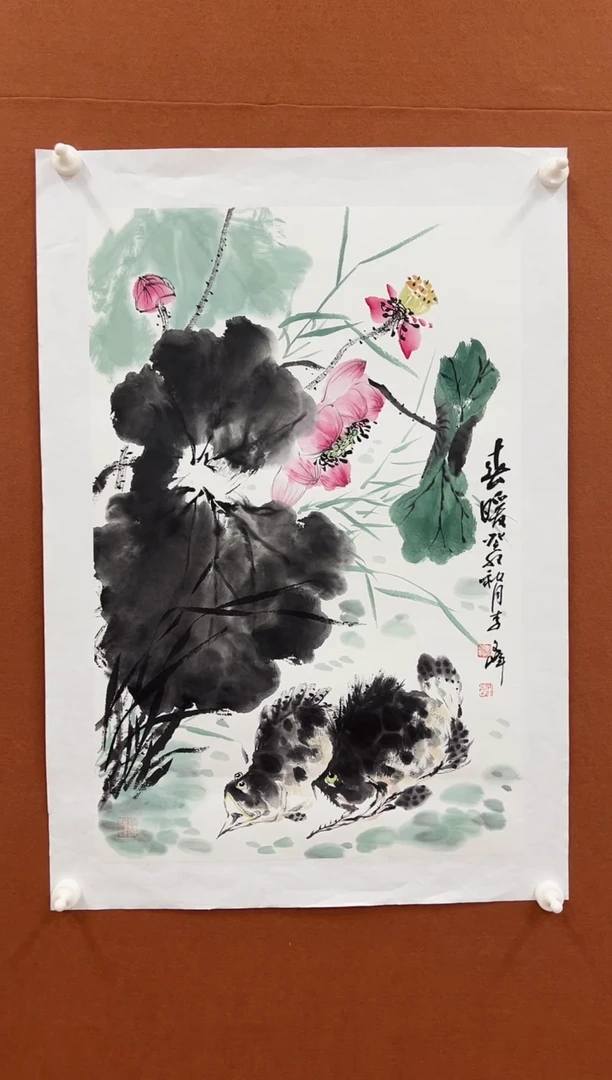 国画李文峰四尺三开花鸟