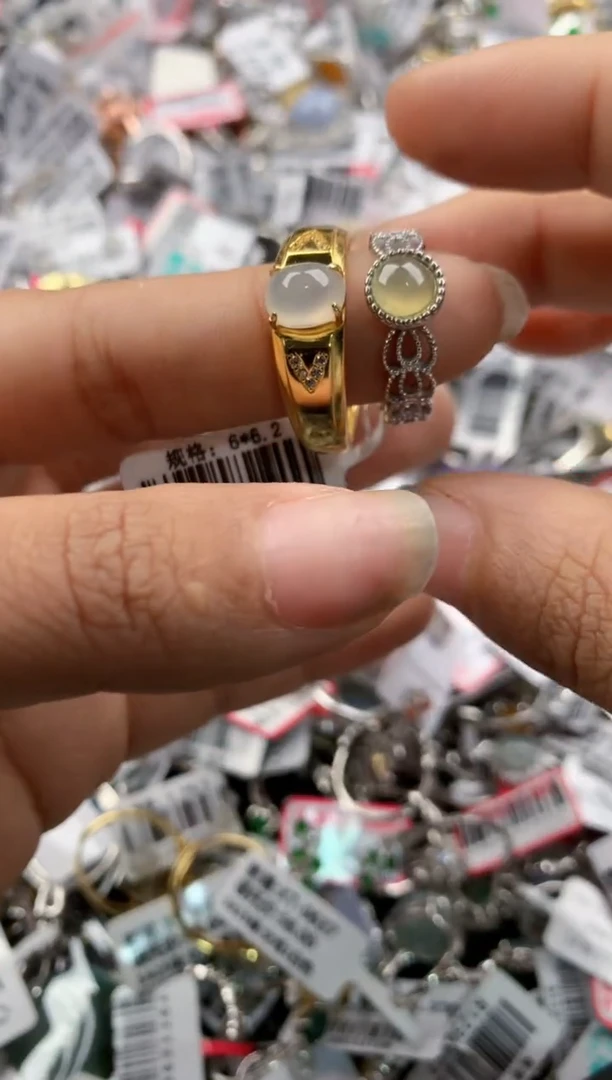 银S925镶嵌戒指翡翠333---1