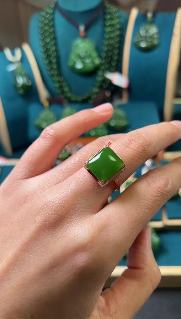 【闪购商品】和田玉（碧玉）戒指银S925镶嵌碧玉