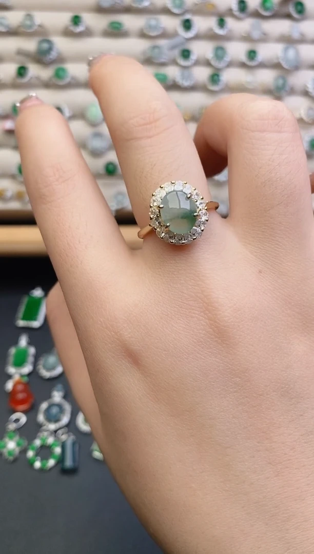 银S925镶嵌戒指翡翠0