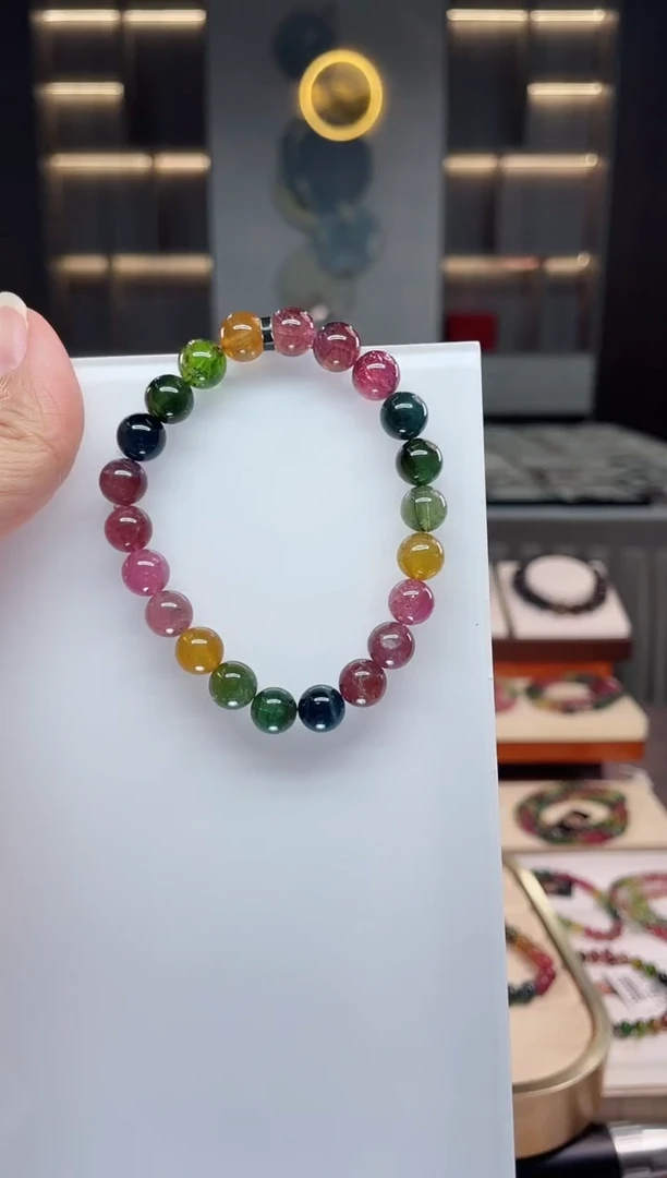 未镶嵌老矿碧玺单圈手串8mm+碧玺（多样性发一条）Q