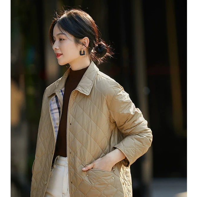 MYA666544VG 设计感菱形空间轻薄菱格棉服外套女小个子棉衣秋冬