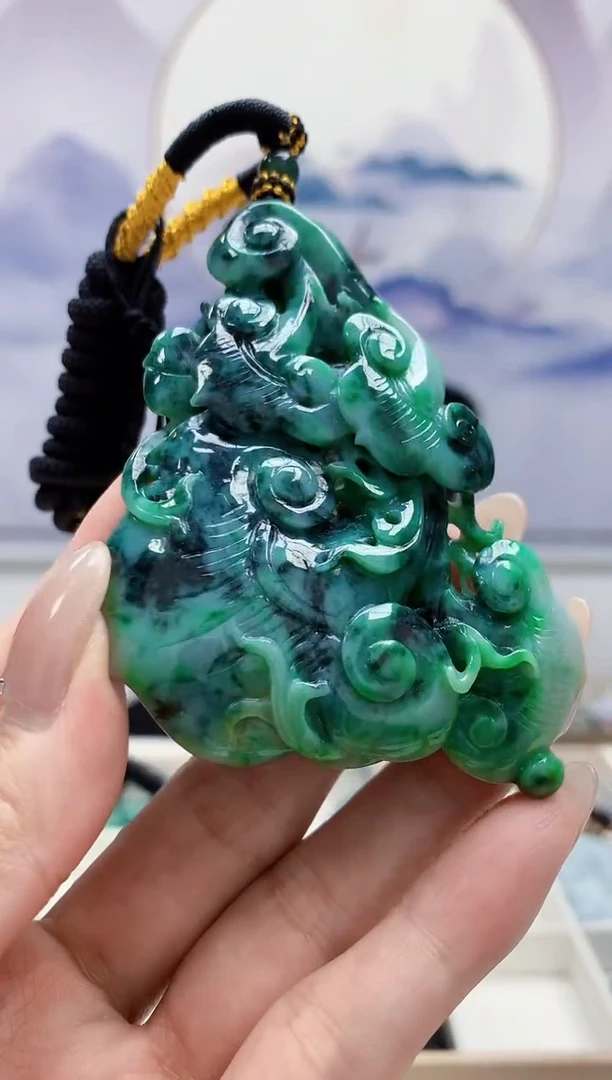 定制翡翠未镶嵌5060MM-毛货挂件71