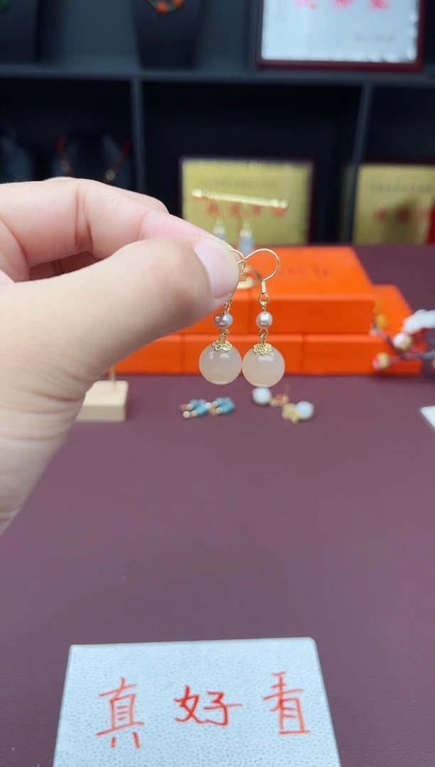 玛瑙/玉髓耳饰银S925镶嵌218000