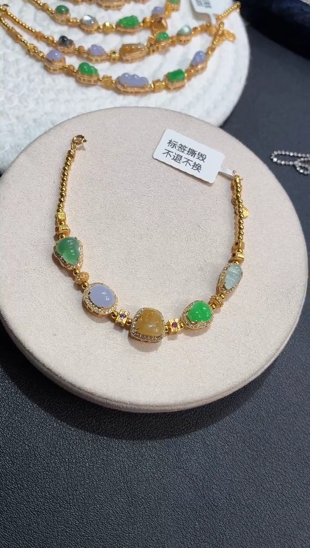 吊坠(不含链)银S925镶嵌翡翠手链