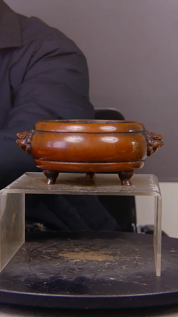 嘉*山水铜缘紫铜香炉结缘1111