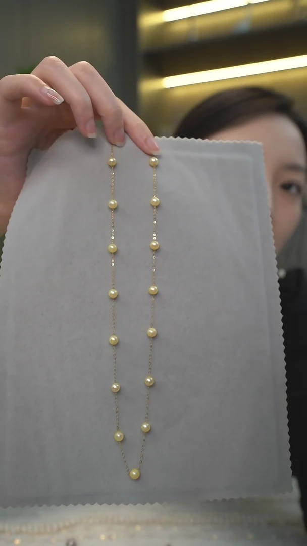 【闪购商品】海水珍珠颈饰18K金镶嵌通体18K金    海水满天星项链