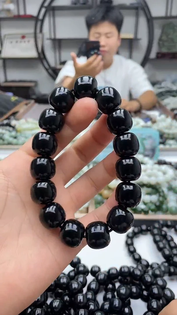 手串未镶嵌和田玉纯天然新疆塔县黑青16老型