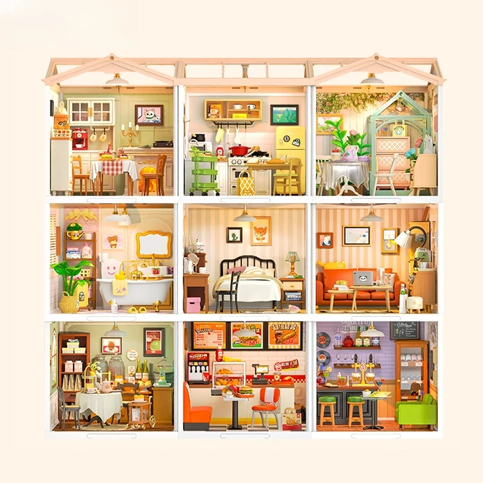 若来超级世界DIY厨房拼装模型立体小屋商店家居组合过家家拼装