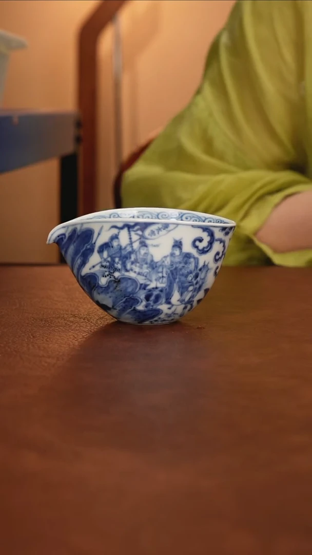 景德镇瓷器，青花瓷手绘茶具~唐太宗